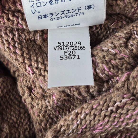 Land's End Drifter Sweater Womens M Brown Chunky Knit Crew Neck Preppy Fishermen - Picture 11 of 14